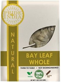 Pride Of India Natural Bay Leaf Whole- 1 oz (29 gm) Resealable Pouch- Certified Pure & Premium Quality Whole Spice - Best used in Soups, Meats, F