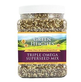 Triple Omega Super Seed Mix - 22 Ounce / 620 Grams Jar (44+ Servings) - Proudly Made in America - Healthy Nourishing Essentials by Green Heights