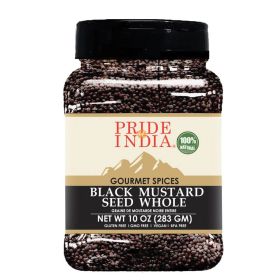 Pride of India | Black Mustard Seed 12 oz (340 gm) Medium Dual Sifter Bottle | Gourmet & Vegan Indian Spice | Pungent/Spicy Flavor | Dry Seasonin