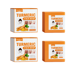 West&Month Turmeric Face Soap Facial Repair Gentle Cleansing Blemish Reducing Fine Lines Cleansing Soap (Option: 2pcs)