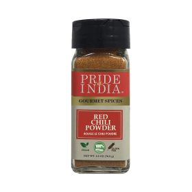 Pride of India – Red Chili Ground – Traditional Indian Spice – Ideal for Gourmet & Savory Dishes Dishes – GMO/Gluten Free – Easy to Use - 2.5 oz. Smal (size: 2.1 oz)